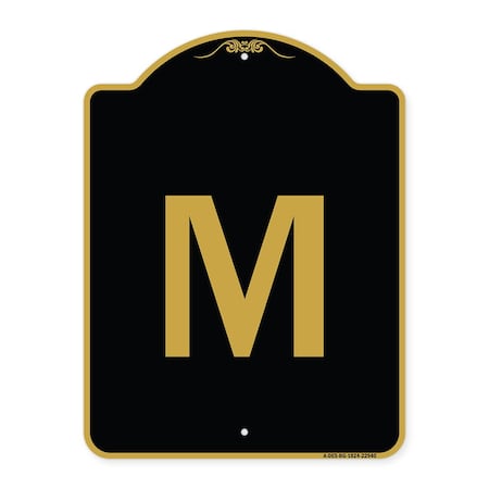 Signmission Designer Series Sign-Sign W/ Letter M, Black & Gold Aluminum Sign, 18" x 24", BG-1824-22940 A-DES-BG-1824-22940